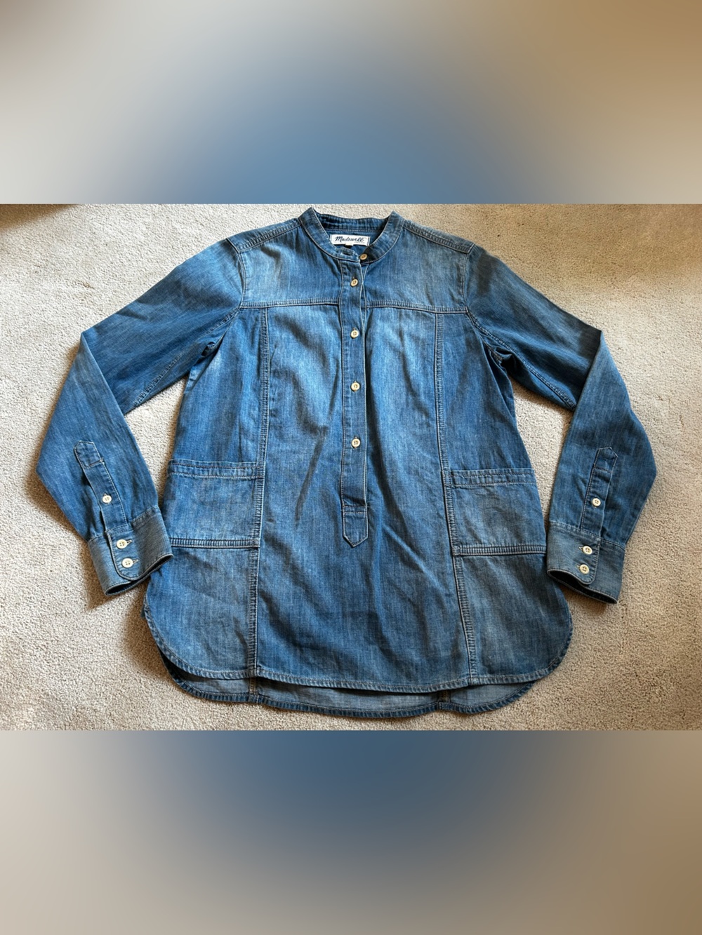 Madewell Mandarin Collar Denim Popover Tunic XS